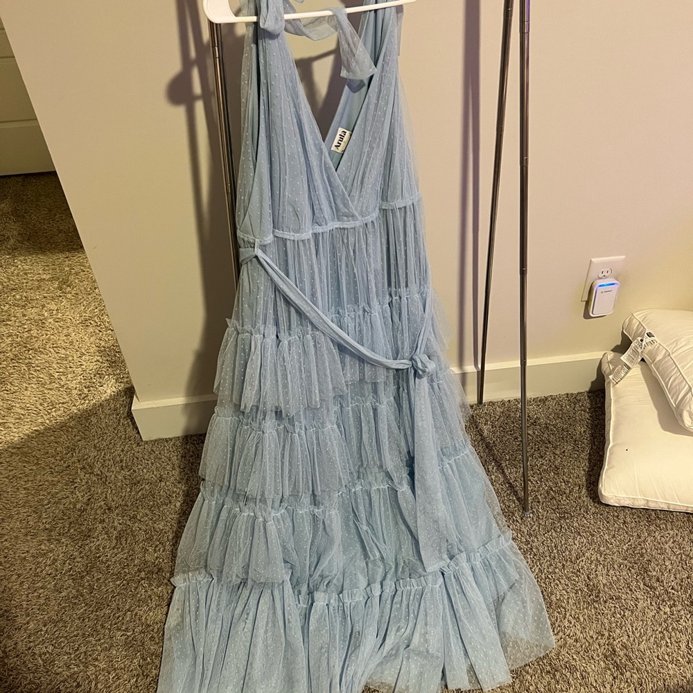 ARULA Light Blue Tiered Wedding Dress